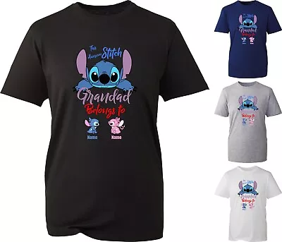 Buy Personalised  This Awesome Grandad  Father's Day T-shirt Lilo & Stitch Angle Top • 11.99£
