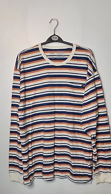 Buy VANS “OFF THE WALL” Men's Striped T Shirt Blue Orange White Long Sleeve XXL 100% • 16£