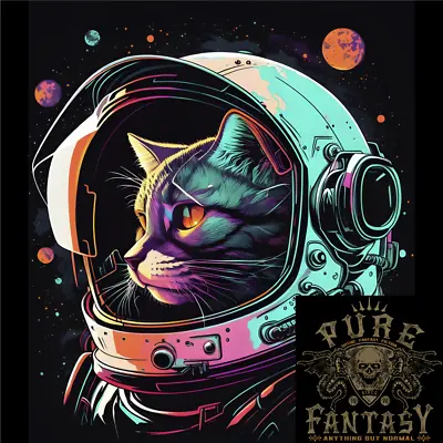 Buy An Astronaut Cat In Outer Space Mens Cotton T-Shirt Tee Top • 10.75£