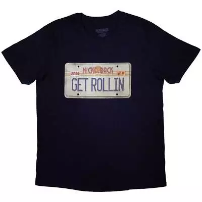 Buy Nickelback Get Rollin Licence Plate Navy Large Unisex T-Shirt NEW • 17.99£