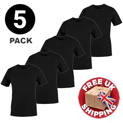 Buy Mens Plain T-Shirts Multipack 5 Pack 100% Cotton Blank Short Sleeve New Tee Gym • 19.99£