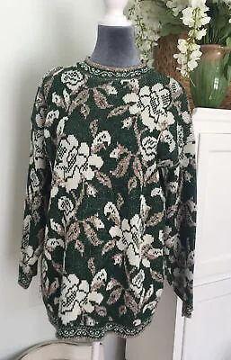 Buy Holiday Time Womens Sweater Oversized Small Green Metallic Beige Ivory Vintage • 17.05£