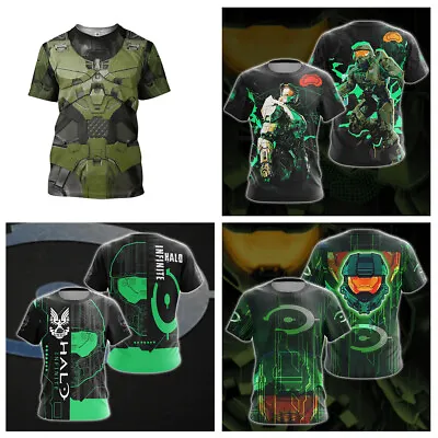 Buy Cosplay Master Chief 3D T-shirts Adult Sports Short Sleeves Shirts Top Tee • 11.40£