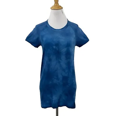 Buy Lululemon Swiftly Tech Shirt Womens 8 Blue Marbl Commander Short Sleeve Tee • 33.69£