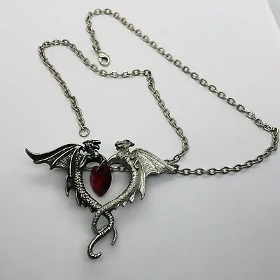 Buy 23” Made In England Alchemy Gothic Designer Necklace Dragons Glass Red Heart • 56.69£