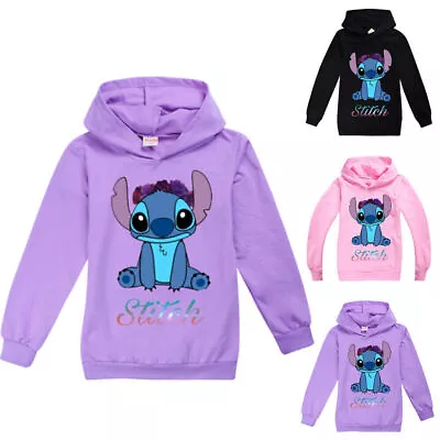 Buy Kids Boys Girls Lilo And Stitch Hoodies Tops Long Sleeve Hooded Sweatshirt Tops • 7.79£