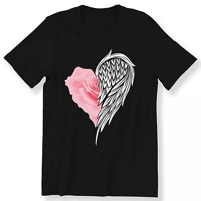 Buy Rose Wings Heart Men's Ladies T-shirt Heaven Angel Wings Graphic Gift T-shirt • 12.99£