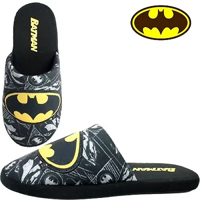 Buy Batman Mens Slippers Black Comfy Padded Novelty Mule Slippers Uk Size 7-12 • 13.95£