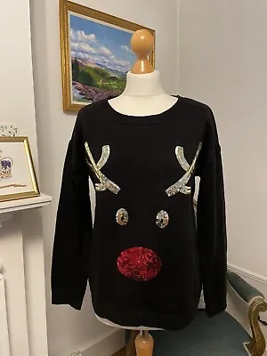 Buy Reindeer Sequin Christmas Jumper. Size Large. • 26£
