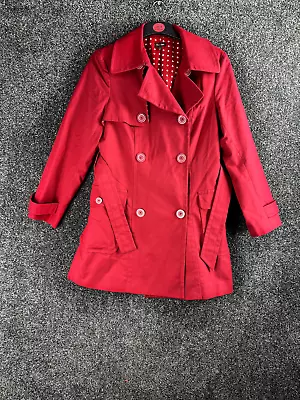 Buy Phase Eight Women Red Trench Coat Size 14 Mid Length Regular Button Long Sleeve • 19.99£