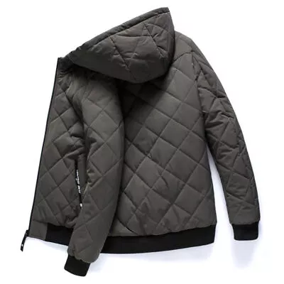 Buy Men's Cotton Jacket Winter Slim Fit Thin Men's Hooded Cotton Coat M-5XL • 33.59£