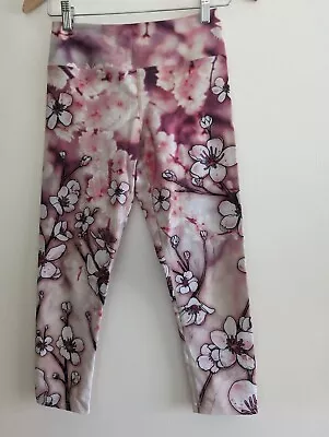 Buy Eagle Rock Werkshop Pink Cherry Blossom Print Crop Leggings Size S • 22.09£