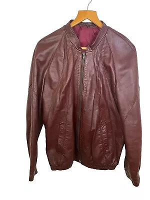 Buy Oakleaf Burgundy Leather Jacket Biker Bomber Jacket Size Medium  • 19.99£