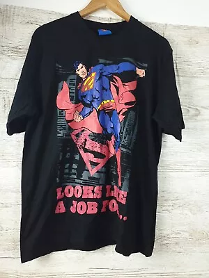 Buy  Superman T-shirt Mens Size L Large Black, Great Condition 👍 100% Cotton • 16.99£