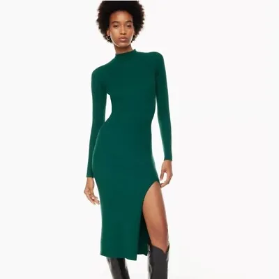 Buy Aritzia Wilfred Green Alchemy Sweater Knit Midi Dress Mockneck Slit Size XS $118 • 67.52£