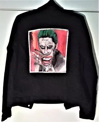 Buy The Joker Unofficial Hand - Painted Black Denim Look Shacket • 80£