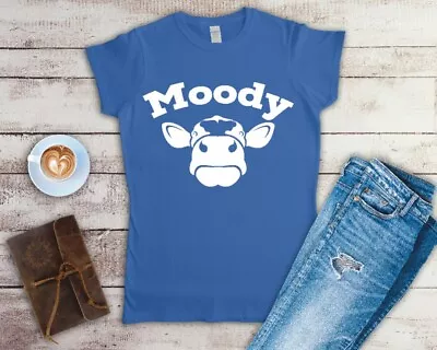 Buy Moody Cow Funny Ladies Fitted T Shirt Sizes Small-2XL • 12.49£