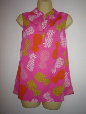 Buy Macbeth Collection Margaret Top-sz Sm- Sleeveless-3 Button-shired Neck-pineapple • 9.46£