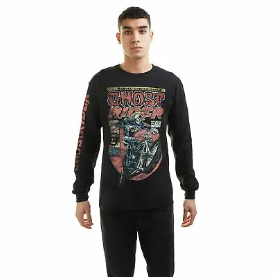 Buy Official Marvel Mens Ghost Rider Long Sleeve T-shirt Black S - XXL • 14£