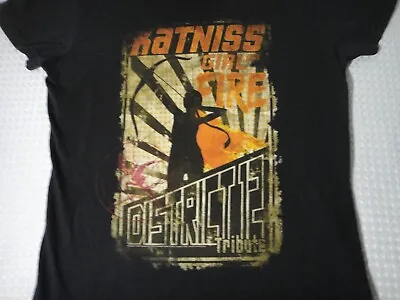 Buy Hunger Games Katniss Girl On Fire Black Cotton T-shirt Size L Tultex • 14.17£
