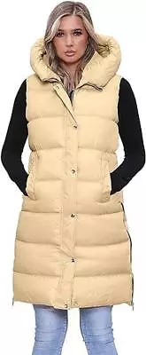 Buy Womens Ladies Long Line Hooded Puffer Gilet Jacket Padded Vest Top Body Warmer • 24.99£