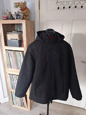 Buy TU Black Lacy Style Hooded Lined Anorak Zip Close High Neck Size XL Excellent • 4£