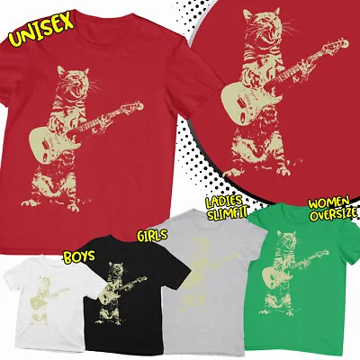 Buy Fuuny Cat Playing Guitar Retro Music Lover Best Gift Ideas Unisex T-Shirt • 7.99£