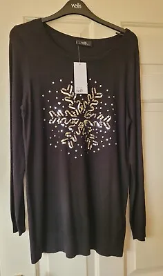 Buy BNWT Wallis Long Christmas Jumper With A Sequin Snowflake  • 15£