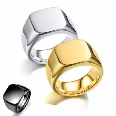 Buy Stainless Steel Plain Face Ring Rings Jewelry Signet Style Quality  Sigma Male • 9.54£