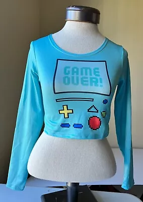 Buy NWT Adventure Time BMO Tourquoise Long Sleeve Crop Top • 28.35£