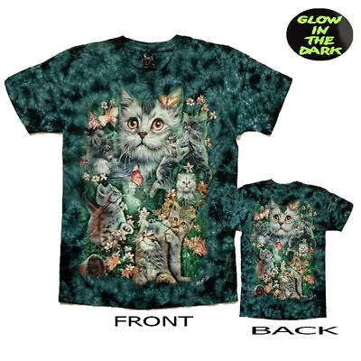 Buy TYE DYE Ladies  Girls  Kittens Cats  Cute Animal T Shirt Glow In The Dark • 11.99£