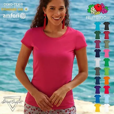 Buy Womens Original T-Shirt Fruit Of The Loom Classic Fit Top Short Sleeve Crew Neck • 5.44£