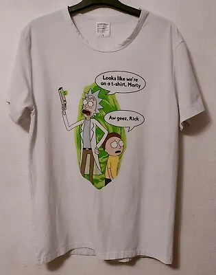 Buy Rick And Morty Looks Like Were On A T Shirt Morty Aw Geez Rick M Adult Swim R+m • 19.99£