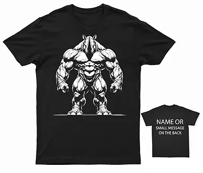 Buy Monstrous Muscle Rhino T-Shirt – Embrace The Charge Of Fitness • 13.95£