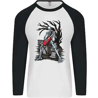 Buy Graveyard Rock Guitar Skull Heavy Metal Mens L/S Baseball T-Shirt • 9.99£