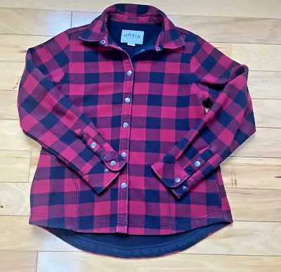Buy Orvis Fleece Lined Plaid Flannel Snap Shirt Jacket Shacket Red Black Women's S • 24.62£