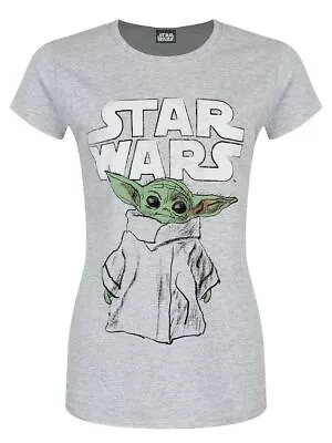 Buy Star Wars T-shirt Mandalorian, The Child Sketch Women's Grey • 14.99£