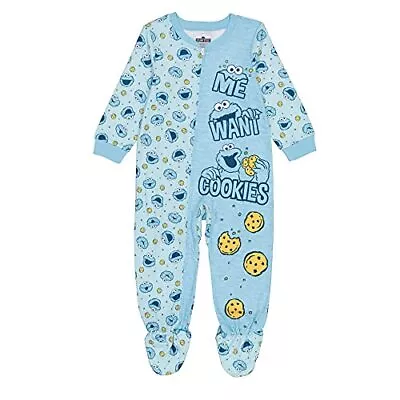 Buy Cookie Monster Me Want Cookies Blanket Sleeper Footed Pajamas (5T) White • 21.30£