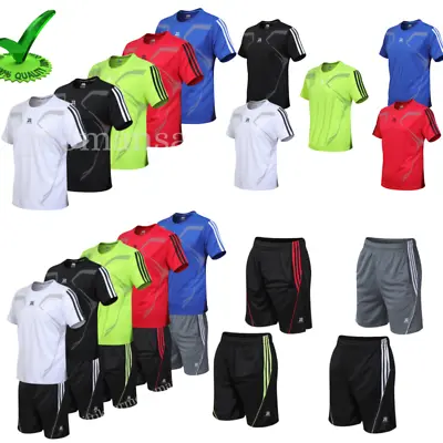 Buy Mens Gym Exercise T Shirt And Shorts  Plain Football Jogging Running Sports  UK • 5.99£