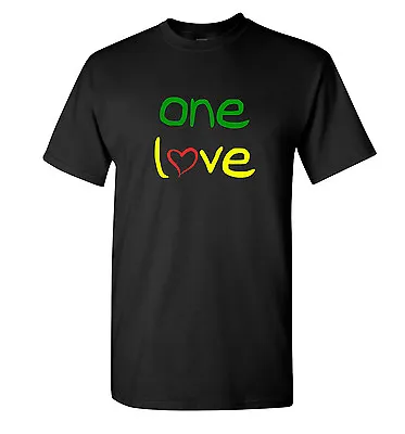 Buy One Love T Shirt - Green Red & Yellow Reggae Tee • 11£