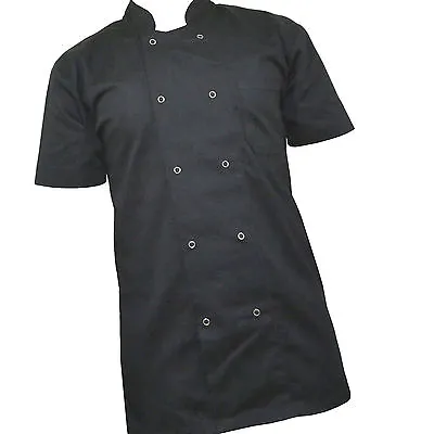 Buy Chef Jacket Short Sleeve Unisex Chefs Jacket Black Chefwear Excellent Quality. • 12.99£
