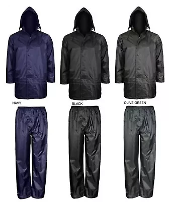 Buy Men's Rain Suit Waterproof Windproof Jacket And Over Trousers  • 14.99£