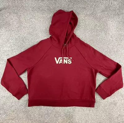 Buy VANS Cropped Hoodie Women's Large Red White Logo Sweatshirt Skateboarding Boxy • 12.31£