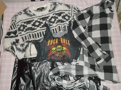 Buy Womens Clothing Bundle Black/white Punk/emo/ Rock Size S • 8.50£