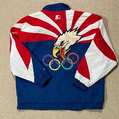Buy VINTAGE Starter Olympics Jacket Mens Large Atlanta 1996 Olympic Games Eagle USA • 63.99£