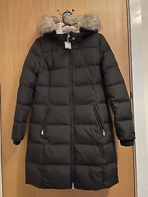 Buy Ralph Lauren BLACK Chevron Quilted Down Fill Longline Puffer Jacket Coat Size S • 159£