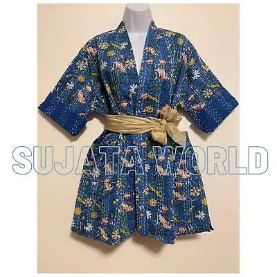 Buy Floral Artisan Kantha Hand Stitch Kimono Jacket Boho Hippie Langenlook M L Xxl • 34.99£