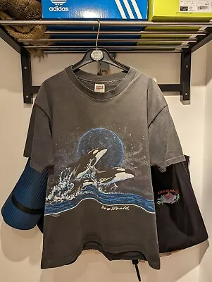 Buy Vintage Adult SeaWorld Retro T-shirt - Whale 1992 Cotton (L) Sea World 90's Tee • 14.99£