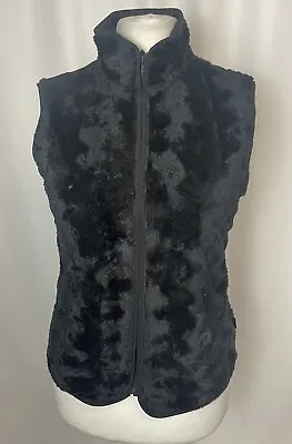 Buy MAINE Fuax Fur Vest Gilet Waistcoat Black Women's Jacket Sleevless UK12 A209 • 4.99£