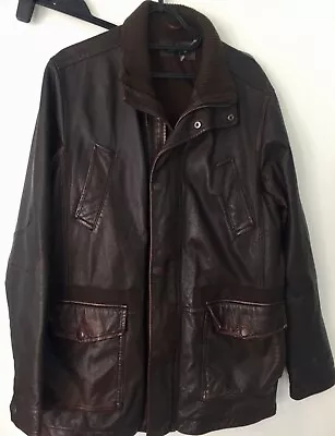Buy BEN SHERMAN Men's Real Leather Dark Brown Biker Jacket Small • 12£